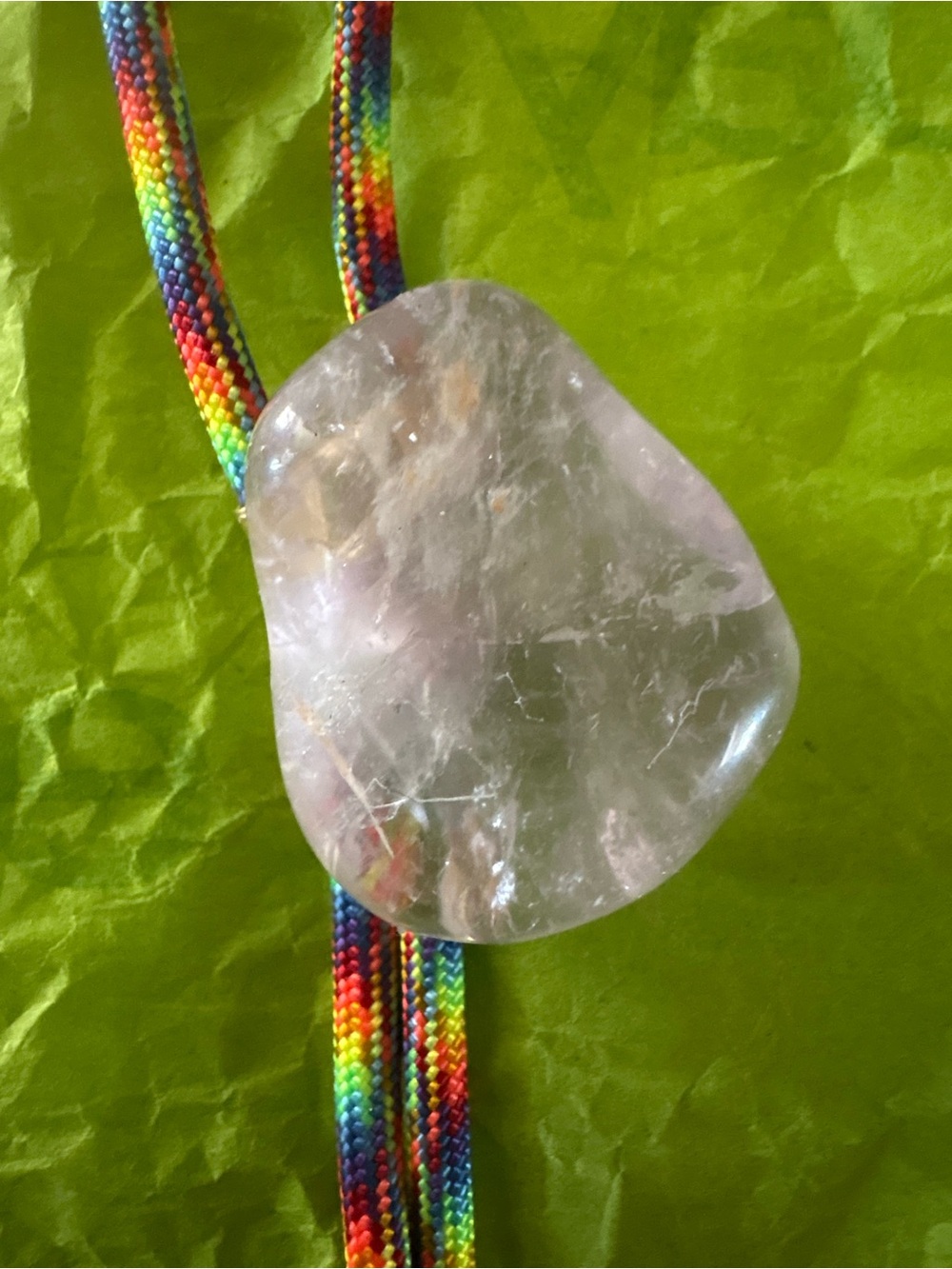 Clear Rose Quartz Pendant Necklace Bolo Tie